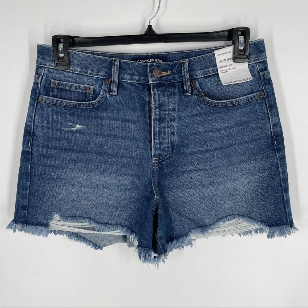 Calvin Klein Jeans Womens Blue Denim 4” Inseam High Rise Short Size 30 NEW